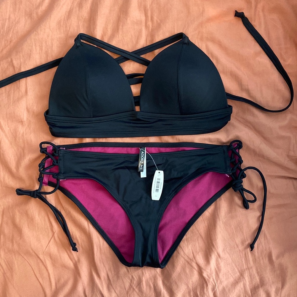 Adore Me black bikini with crisscross back!